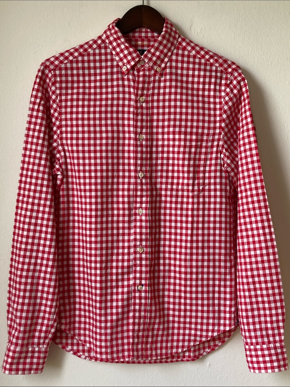 Alex Mill Red & White Gingham Plaid Button Down Shirt 100% Cotton Men’s Size S